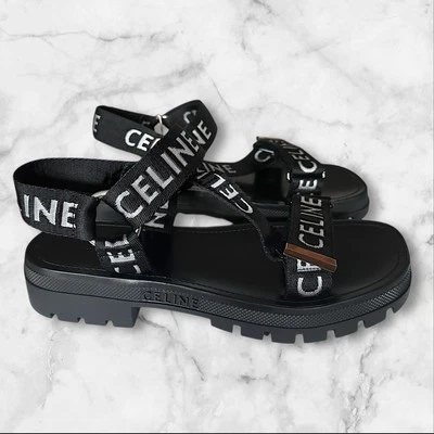 Sandalias Celine Homme con logotipo con tiras, EE. UU. 10 para hombre, nuevas en caja, venta al por menor $950 Foto 1 de 4