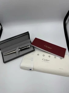 CARTIER LIMITED CARBON CAP PALLADIUM FINISH METAL BODY SILVER OBSIDIAN CABOCHON - Picture 1 of 16