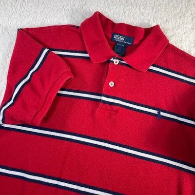 Polo Ralph Lauren Polo Juvenil L 12-14 Rojo Azul Rayas Manga Corta Logo Foto 1 de 4