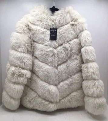 Abrigo Donna Salyers Chateau Chevron Abrigo con Capucha Marfil Zorro Talla Grande Foto 1 de 3