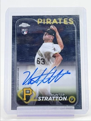 HUNTER STRATTON 2024 TOPPS CHROME ROOKIE AUTOGRAPH PIRATES RC AUTO Q1681 - Image 1 of 2