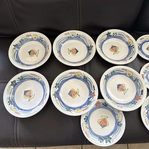 Lot Of 21 Plates /STUDIO NOVA Aruba te002 / green blue yellow orange / FISH - Picture 1 of 9