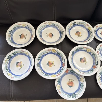 Лот из 21 тарелки /STUDIO NOVA Aruba te002 / зеленый синий желтый оранжевый / рыбы - Изображение 1 из 4