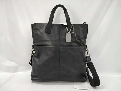 COACH Tote Bag Thompson Crossbody Foldover Tote 70493 Black Leather Men's 2WAY - Image 1 of 4