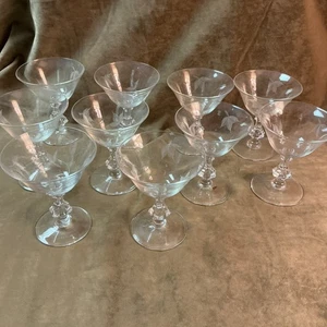 1940s Bryce glass Co autumn leaf cut pattern Sherbet stem Lot Of 10 Pieces - Picture 1 of 4