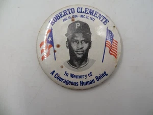 Vintage Roberto Clemente Memorial Pinback Button In Memory Pittsburgh Pirates - Bild 1 von 4