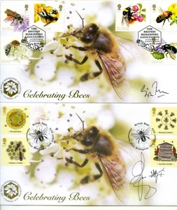 2015 BEES GREAT BRITAIN BUCKINGHAM FDC x2 SIGNED CHRIS PACKMAM & BILL TURNBULL - Picture 1 of 1