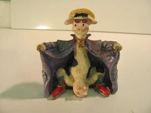 Cow Flashing in Purple Trench Coat Sunglasses Hat Boots Resin Unmarked Figurine - Picture 1 of 10