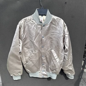 Vintage Satin Jacket Small Pearl Grey USA Made Union ILGWU ๐บ๐ธ - Picture 1 of 14