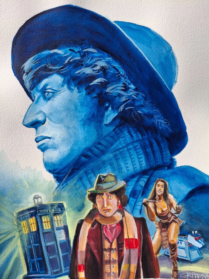 Arte acuarela original Dr Who Tom Baker Foto 1 de 1