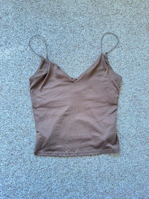 Camiseta sin mangas marrón sin mangas linda de mirada para mujer talla S cami delicada Foto 1 de 4