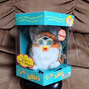 Working Tiger 1999 Furby Babies Orange Blue Animal Print Leopard Cheetah Hasbro - Imagen 1 de 12