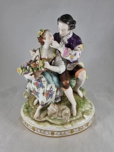 Porzellan Figur Volkstedt Pärchen  mit Liebe groß 23 cm - Bild 1 von 15