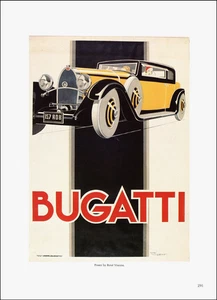 Imagen de póster Bugatti 1981 impresión vintage de René Vincent Pre War European Motor - Imagen 1 de 3