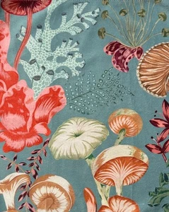 SCALAMANDRE SeaLife Velvet grün Polyester Samt bedruckt Meereskoralle Reststück - Bild 1 von 1