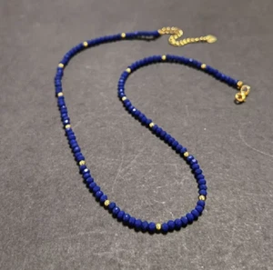 Crystal Beads Navy Blue Necklace Handmade Elegant Free Gift Bag UK Fast Free - Picture 1 of 4