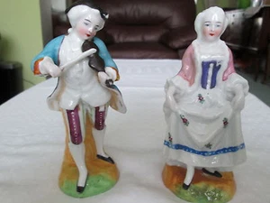MATCHING PAIR OF ANTIQUE GERMAN PORCELAIN CHINA FIGURES - Picture 1 of 7