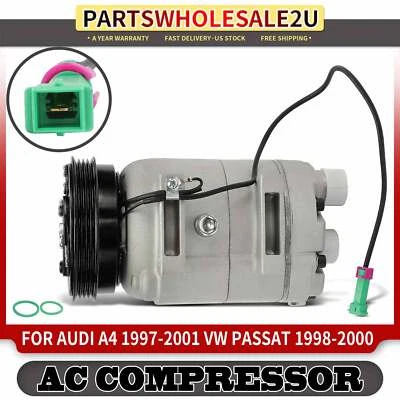 1x Compresor de aire acondicionado con embrague para Volkswagen Passat 1998-2000 Audi A4 1997-2001 Foto 1 de 4
