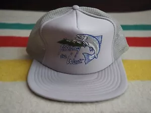 VTG 70s 80s PNW Northwest Fishing Salmon Gray Trucker Hat Snapback Cap OSFM - Picture 1 of 7