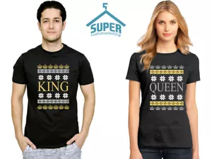 CAMISETA NAVIDAD Rey Reina Pareja Santa Claus Navidad Amor Pareja A juego Camiseta Shi - Imagen 1 de 4