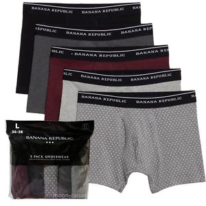 Banana Republic Boxer Briefs Men's Large 5 Pair Red Black Gray Boxer Brief - Picture 1 of 3
