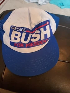 REGAN BUSH PRESIDENTIAL CAP 1984 MESH TRUCKERS CAP RARE VTG NEW♡♡ - Picture 1 of 4
