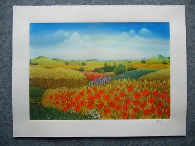 Stefanek Farbserigraphie "Mohn im Kornfeld" signiert + nummeriert V / XXXV - Bild 1 von 4