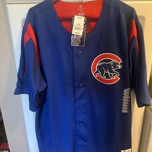 MLB Chicago Cubs Jersey Blue Embroidered Button Dynasty Series (XL) - NEW! - Picture 1 of 7