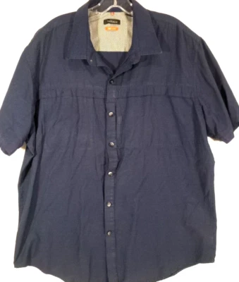 Van Heusen-Mens Short Sleeve Casual Button Down Travel Shirt-XL Extra Large-Blue - Image 1 of 4