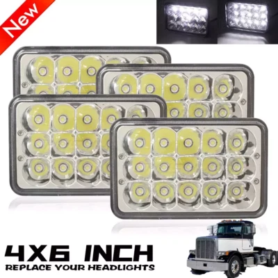 Faros LED HI LO H4 para International Harvester 9300 1988-2000 4 piezas 4x6 pulgadas Foto 1 de 4