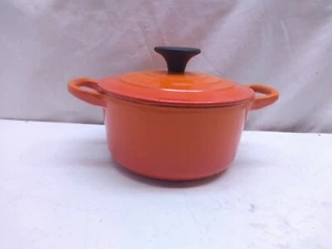 Le Creuset 14 orange gegossen Keramik Emaille 1 Qt Topf Brattopf Topf & Deckel - Bild 1 von 8