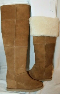 NIB UGG Women's Classic Femme Over The Knee Suede Shearling Boots Chestnut 6 - Image 1 of 4