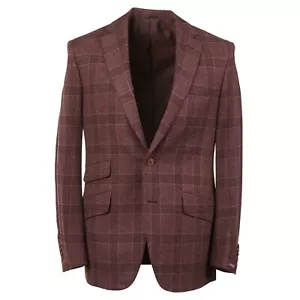 Sartoria Partenopea Slim-Fit Burgundy Check Wool-Cashmere Sport Coat 40R (Eu 50) - Picture 1 of 8