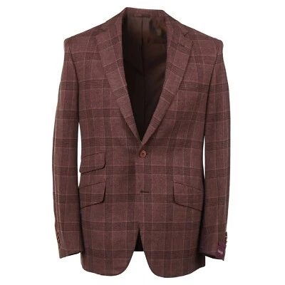 Sartoria Partenopea Slim-Fit Burgundy Check Wool-Cashmere Sport Coat 40R (Eu 50) - Image 1 of 4