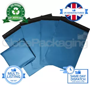 STRONG METALLIC BLUE MAILING POSTAL PLASTIC POLY BAGS MAILERS *ALL SIZES/QTY'S* - Picture 1 of 5