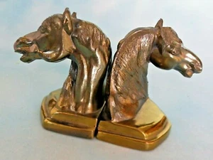 Par de extremos de libro de cabeza de caballo pesado de colección acabado en tono dorado - Imagen 1 de 4