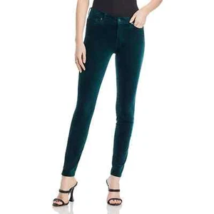 $248 7 For All Mankind Womens Velvet High Rise Skinny Jeans, Green, 28 - Picture 1 of 2