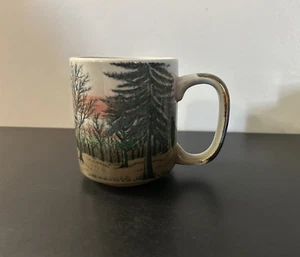 Vintage Otagiri Japan Coffee Mug All Over Print Forest Scene 4" Tall - Picture 1 of 17