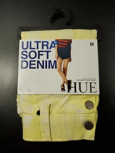 HUE Ultra Soft Stretch Denim High Waist YELLOW distressed shorts M NWT - Picture 1 of 15