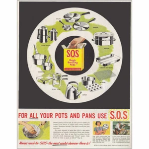 1950 SOS: For All Your Pots and Pans Vintage Print Ad - Picture 1 of 1