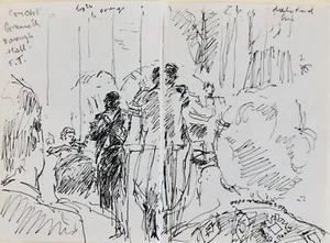 John Linfield (b.1930). Concert Greenwith Borough Hall. Pen & ink - Picture 1 of 1
