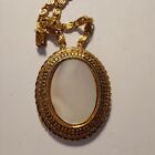 Vintage Florenza Goldtone Shell Pearl Necklace   Pendant