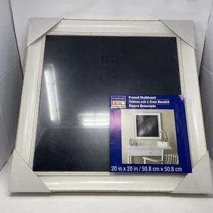 CHALKBOARD White Wood Framed Lovely Wall Mounted 20" x 20" NEW ARTMINDS - Picture 1 of 11