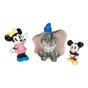 ✨ 3 Vintage Walt Disney Disneyana Porcelain Figurines Dumbo Mickey Minnie Mouse