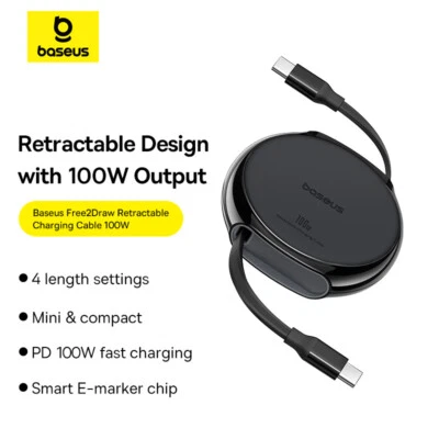 Cabo USB C retrátil 100W cabo para iPhone 15 Plus Pro Max cabo carregador rápido - Imagem 1 de 4