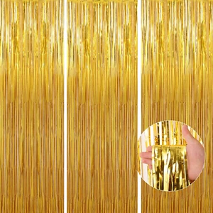 3 Pack Gold Foil Fringe Curtains 3.3 X 9.9 Ft for Birthday Party Decorations - Picture 1 of 12