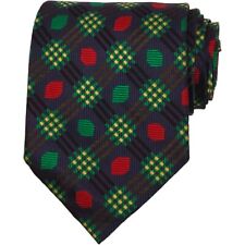 GREGORY Mens Classic Tie 3.85 Navy Green Red 100% Silk Jacquard Necktie ITALY