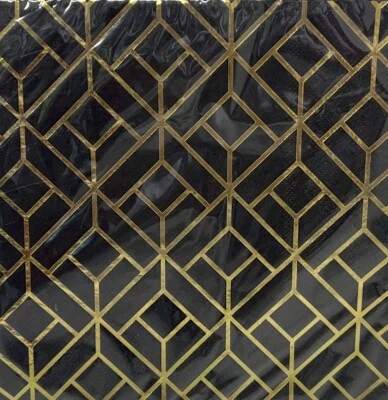 Roaring 20’s Black & Gold Party Luncheon Napkins - Image 1 of 2
