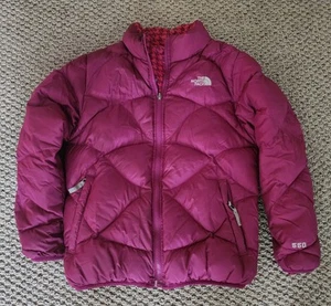 The North Face TNF 550 Quilted Puffer Down Jacket Girls Size Large Solid Pinkish - Picture 1 of 7