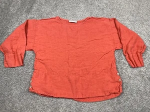 Bryn Walker Shirt Womens XS Orange Linen Boxy Lagenlook Beach Boho USA Cottage - Picture 1 of 10